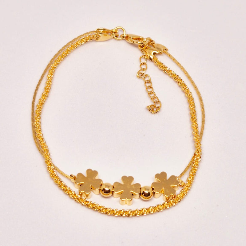 Pulseira dupla fio e trevo