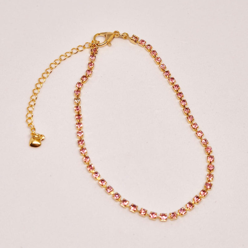 Pulseira com pedras rosa