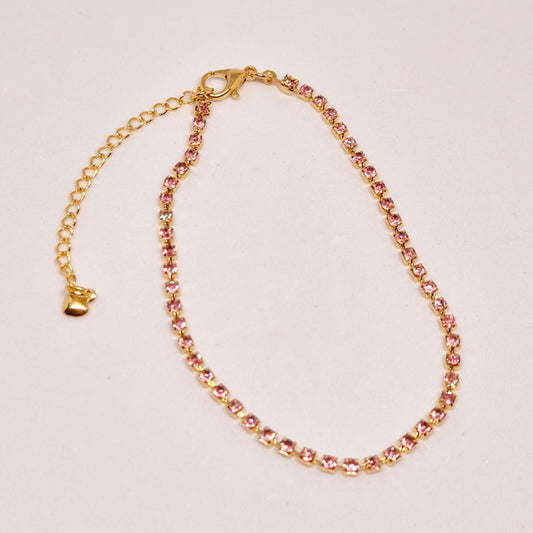 Pulseira com pedras rosa